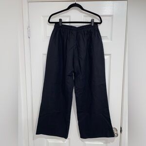 Black Linen-Blend Wide Leg Pant (M/L)